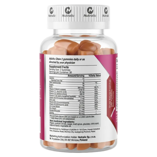 Bottle of Nutrafit gummies with label on a white background