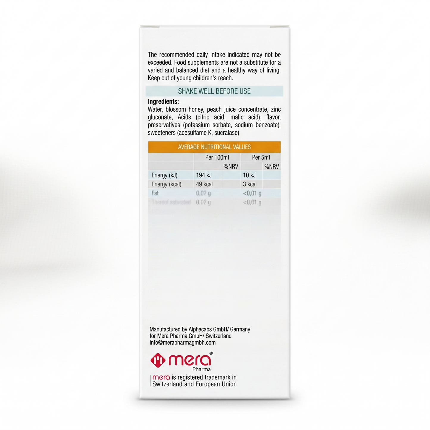 Mera Zinc Liquid - Zinc Gluconate