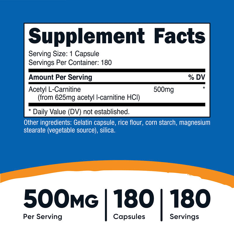 Acetyl L-Carnitine 500mg - 180 Caps