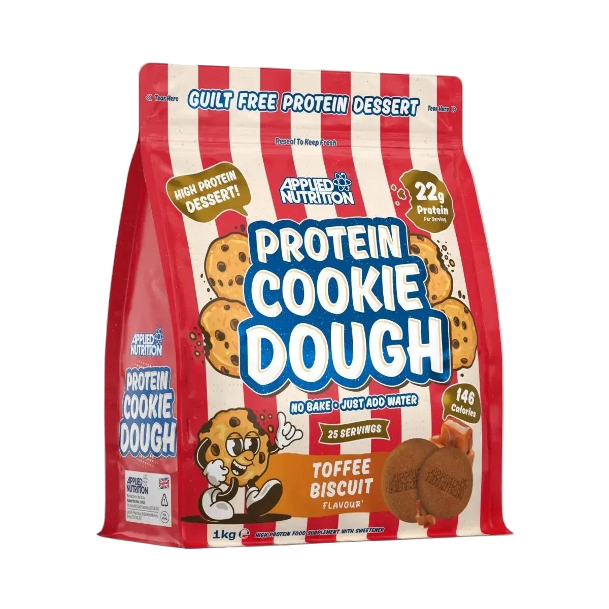 Bag of Applied Nutrition Protein Cookie Dough on a gray background