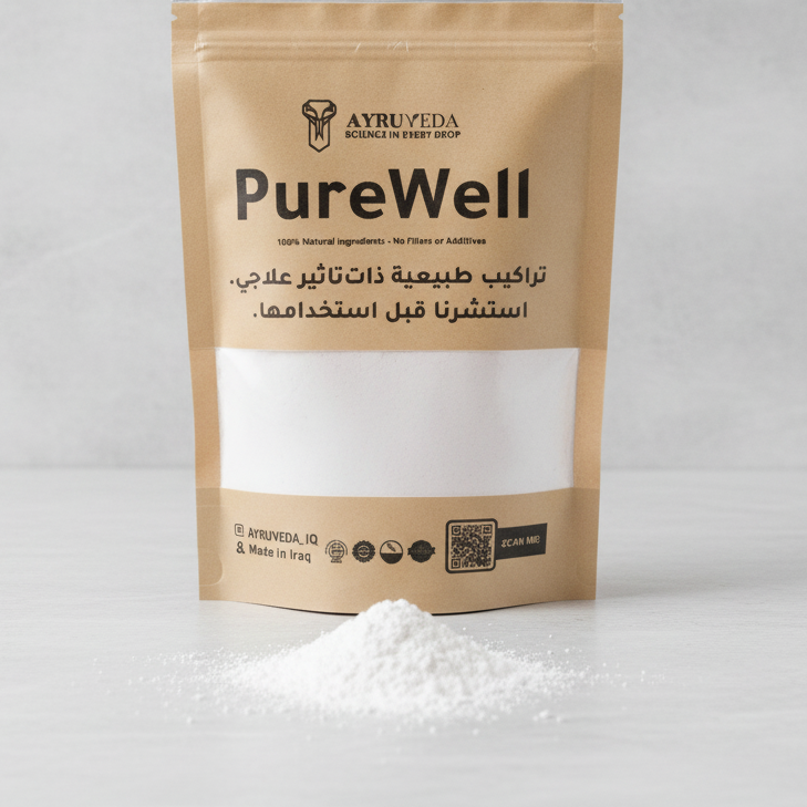 PureWell packaging with white powder on a gray background