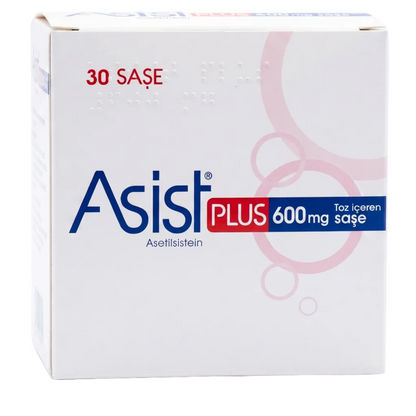 Box of Asist Plus 600 mg on a white background