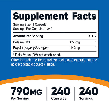 Betaine HCl + Pepsin - 240 Caps