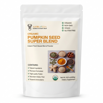 Ayurveda Organic Pumpkin Seed Super Blend package on a white background